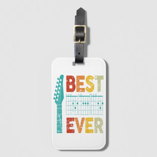 ギタ最高のーパパは弦楽器ギタ最高のパパのシャツ ラゲッジタグ (正面縦)