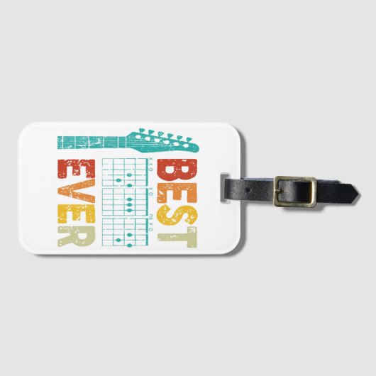 ギタ最高のーパパは弦楽器ギタ最高のパパのシャツ ラゲッジタグ (正面横)