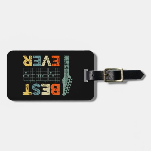 ギタ最高のーパパエバ最高のーロックスターパパエバ ラゲッジタグ (正面横)