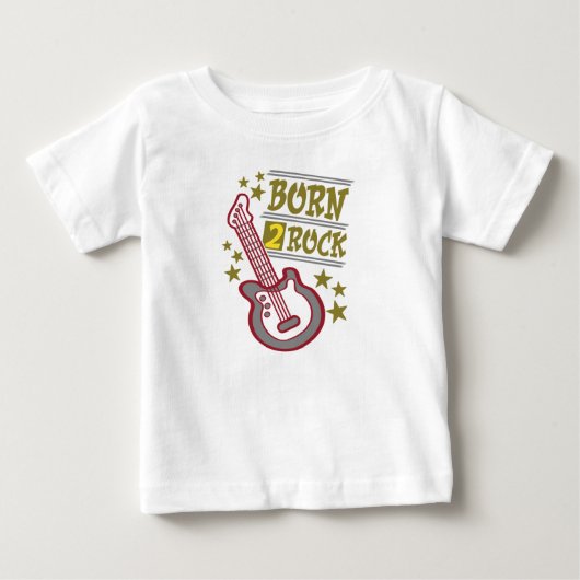 ギタ生まれリストデザインロック・ギター ベビーTシャツ (正面)