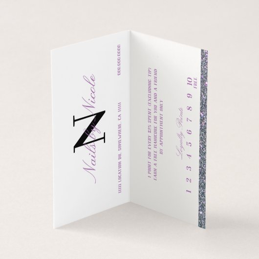 ギッターコントラストモノグラム爪、 ネイル/美しいロイヤリティ 名刺 (内部)