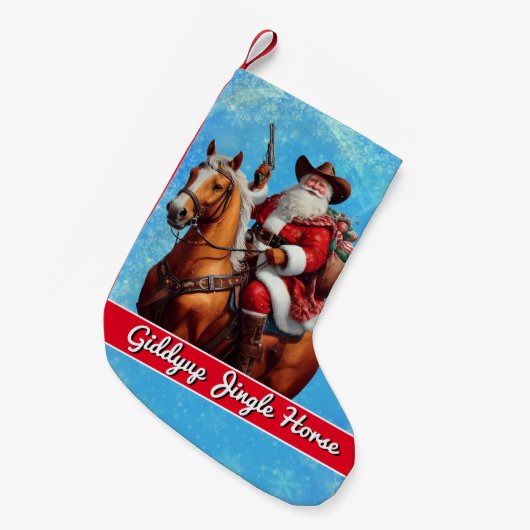 ギディアップジンルホースサンタクロースクリスマス スモールクリスマスストッキング (正面 (吊り時))