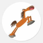 ギディアップ馬！漫画の馬のステッカー ラウンドシール (正面)