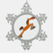 ギディアップ馬！漫画の馬のペーターオーナメント スノーフレークピューターオーナメント (正面)