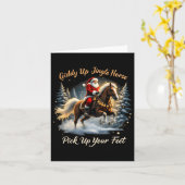 ギディーアップジンルホースアップあなたの足クリスマスサンタ カード (黄色い花)