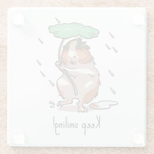 ギニおもしろいア豚保笑顔の雨踊り漫画 ガラスコースター (裏面)