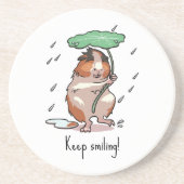 ギニおもしろいア豚保笑顔の雨踊り漫画 コースター (正面)