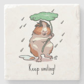 ギニおもしろいア豚保笑顔の雨踊り漫画 ストーンコースター (正面)