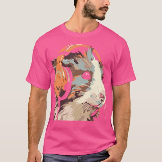 ギニアおもしろいピグゲルビルヘッドフォン Tシャツ (正面)