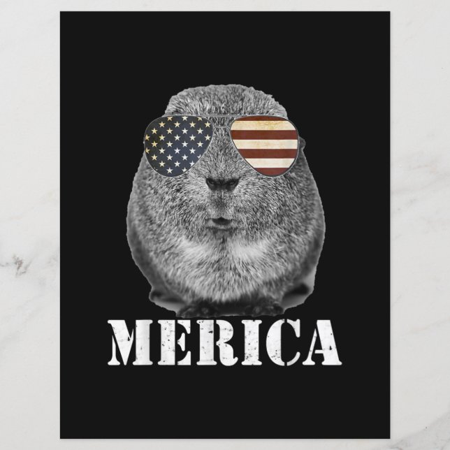 ギニアおもしろいピグ愛国アメリカ国旗のグラス (正面)