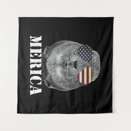 ギニアおもしろいピグ愛国アメリカ国旗のグラス タペストリー (正面(横))