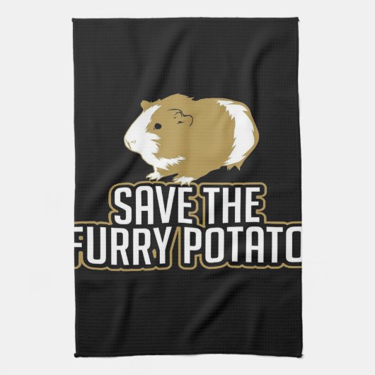 ギニアおもしろい豚の愛好家 救| The Furry Potato キッチンタオル (縦)