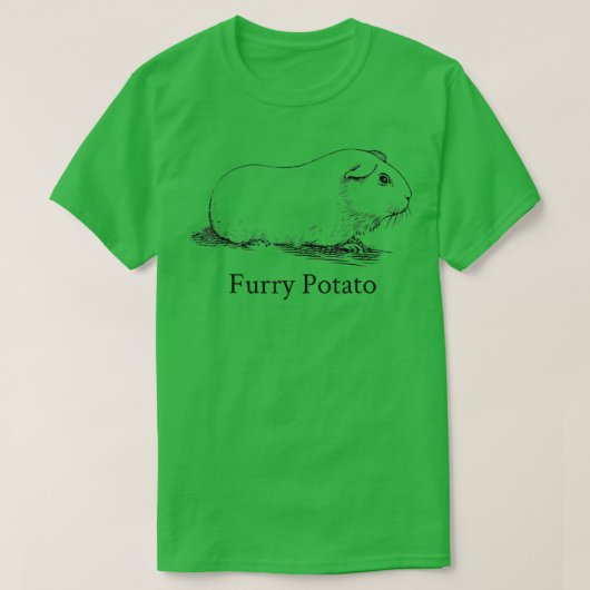 ギニアおもしろい豚の毛皮のポテトの不正の動物名 Tシャツ (デザイン正面)