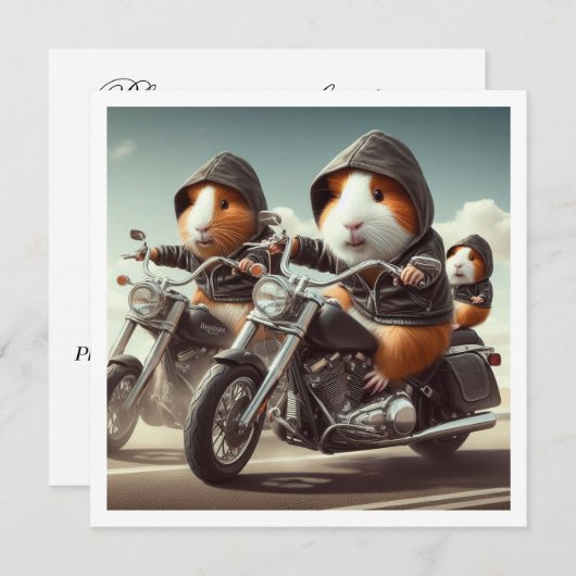 ギニアおもしろい豚招待状モルモット・ディナー 招待状 (正面/裏面)