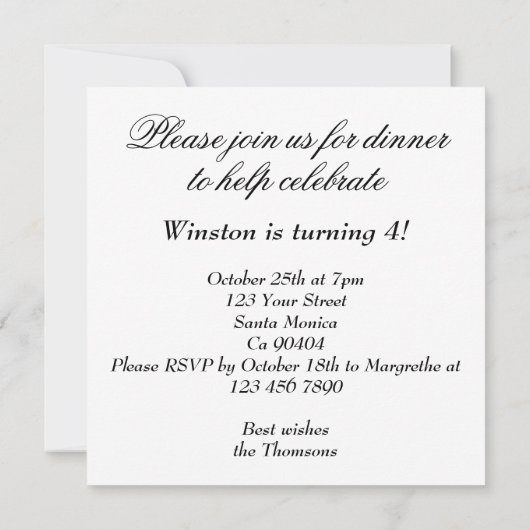 ギニアおもしろい豚招待状モルモット・ディナー 招待状 (裏面)