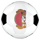 ギニアよくはしゃぐ豚とスイカイラストレーション サッカーボール (回転)