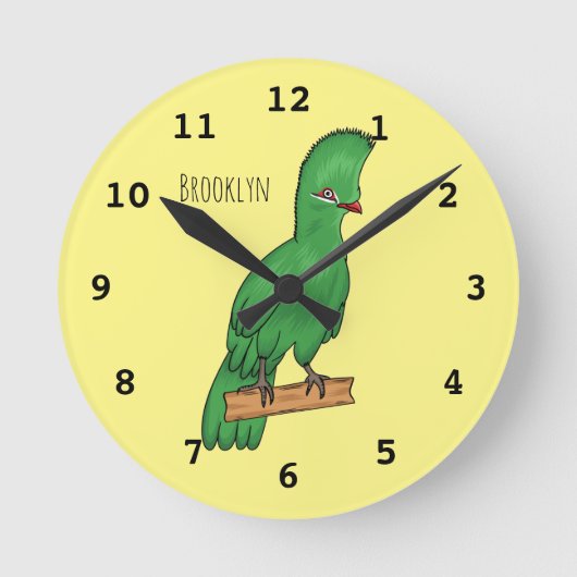 ギニアツラコ鳥漫画イラストレーション ラウンド壁時計 (正面)