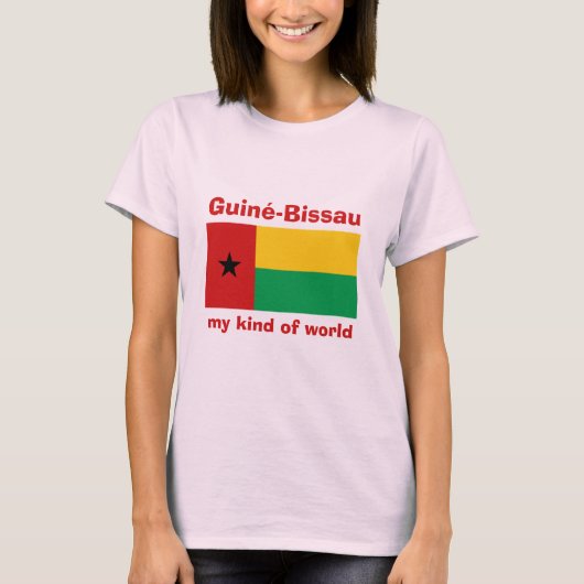 ギニアビサウの旗＋地図＋テキストTシャツ Tシャツ (正面)