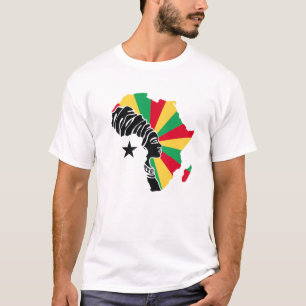 ギニアビサウ国旗のアフリカの地図エスニック伝統ブラック Tシャツ