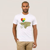 ギニアビサウ国旗のハートと地図Tシャツ Tシャツ (正面フル)