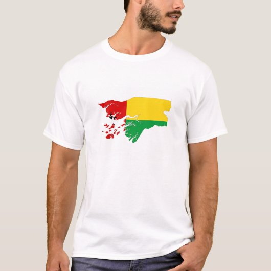 ギニアビサウ国旗の地図の形状シルエット Tシャツ (正面)