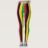 ギニアビサウ国旗の色ストライプの レギンス (正面)