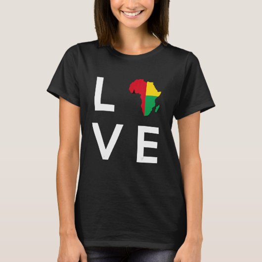 ギニアビサウ国旗 アフリカ大陸を愛するギニア人へ Tシャツ (正面)