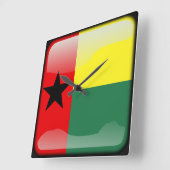 ギニアビサウ国旗 スクエア壁時計 (傾斜)