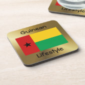 ギニアビサウ国旗+文字コースター コースター (左側)