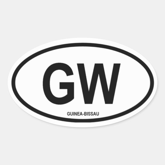 ギニアビサウ「GW」 楕円形シール (正面)