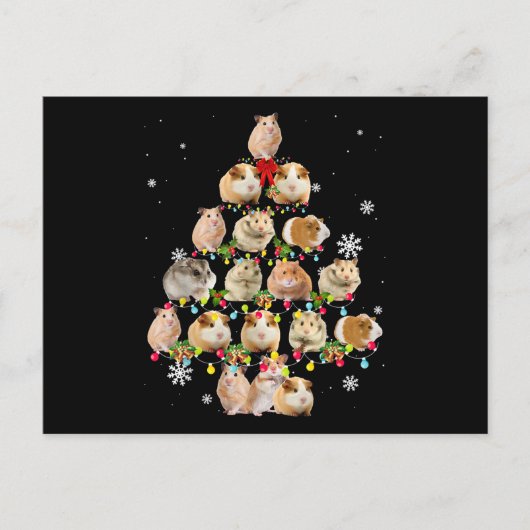 ギニアピグのクリスマスツリーライトおもしろいクリスマスギフト ポストカード (正面)