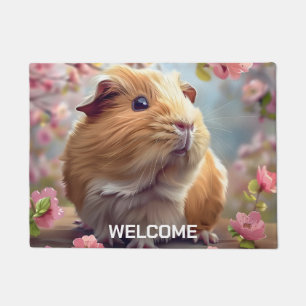 ギニアピグアミジン春の花 ドアマット