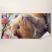 ギニアピグアミジン春の花 ビーチタオル (正面)