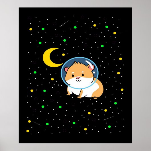 ギニアピグイン宇宙 |かわいい天文学モルモット ポスター (正面)