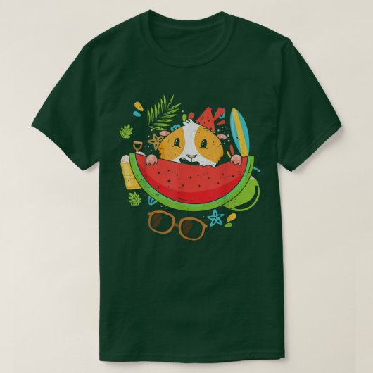 ギニアピグエキゾチックなフルーツサマーバケーショントロピカルW Tシャツ (デザイン正面)