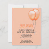 ギニアピグオレンジバルーンカスタム誕生日 招待状 (裏面)