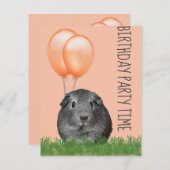 ギニアピグオレンジバルーンカスタム誕生日 招待状 (正面/裏面)