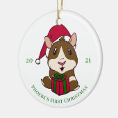 ギニアピグクリスマスホリパーソナライズされたデー セラミックオーナメント (左)