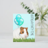 ギニアピググリーンブルーバルーンカスタム誕生日 招待状 (スタンド正面)