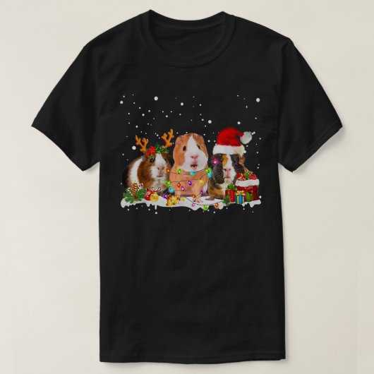 ギニアピグトトナディアクリスマスライトツリークリスマススノ Tシャツ (デザイン正面)