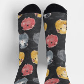 ギニアピグハムスターチョークスケッチパターンブラック ソックス (上部)