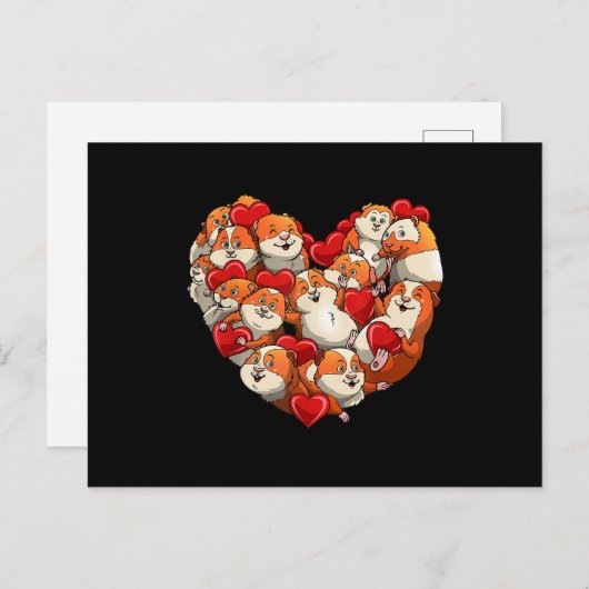 ギニアピグハートおもしろいバレンティンズデイギフトウーメン ポストカード (正面/裏面)