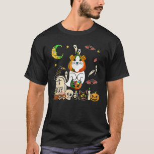 ギニアピグパンプキン顔アズブー幽霊ハロウィーンCos Tシャツ