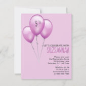 ギニアピグパープルバルーンカスタム誕生日 招待状 (裏面)