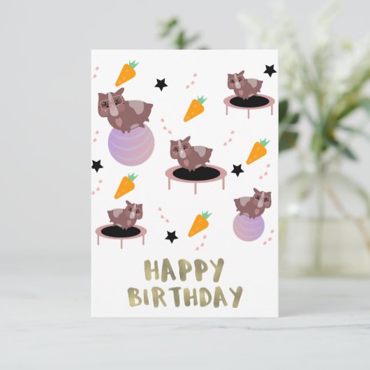 ギニアピグフィットネスジムおもしろいデザイン カード (スタンド正面)