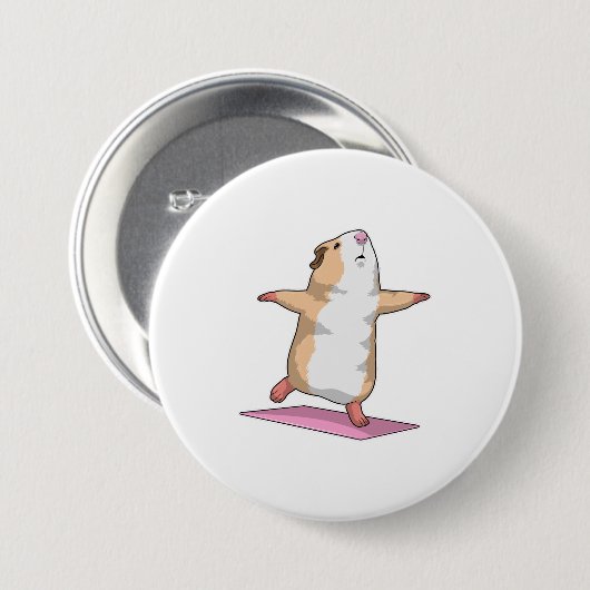 ギニアピグヨガメディテーションフィットネス 缶バッジ (正面&裏面)