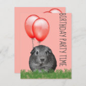 ギニアピグレッドバルーンカスタム誕生日 招待状 (正面/裏面)