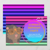 ギニアピグ誕生日、レト80s 招待状 (正面/裏面)