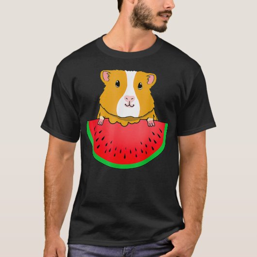 ギニアピグ食べスイカ Tシャツ (正面)
