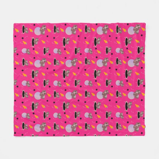 ギニアピッグフィットネスおもしろいデザイン フリースブランケット (正面(横))